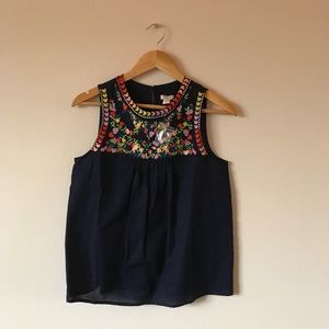 Embroidered linen tank top